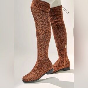 JUST FAB LEOPARD ABOVE -KNEE BOOTS🐆🤎🖤